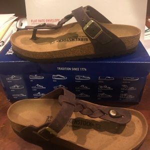 Birkenstock Gizeh braided brown leather asst new